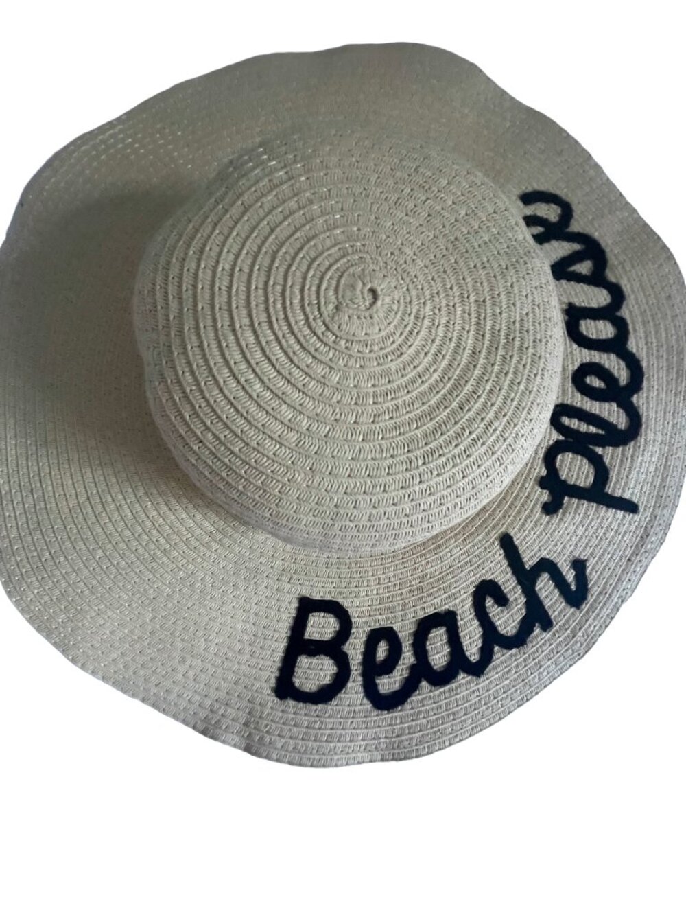 Beach Please Straw Sun Hat Wide Brim Vacation Hat